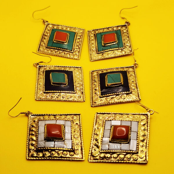 Tibet - Orecchini rombo tre varianti - immagine 2