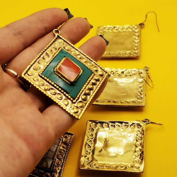 Tibet - Orecchini rombo tre varianti - immagine 3