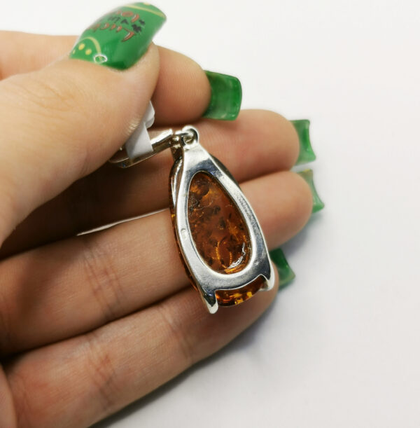 Liquid silver amber pendant 2 - immagine 2