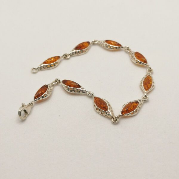 Bracciale navette cabochon con ambra - immagine 3
