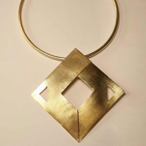 Collana rigida Rombo - Ottone placcato - immagine 3