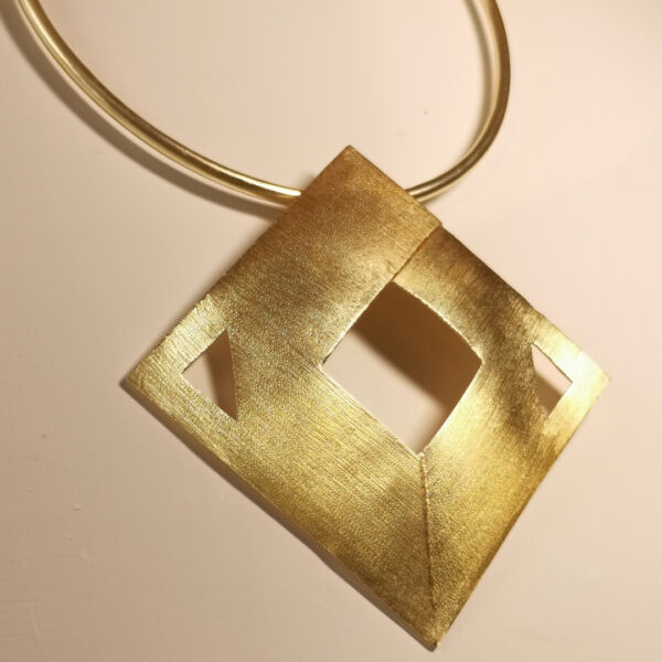 Collana rigida Rombo - Ottone placcato - immagine 2
