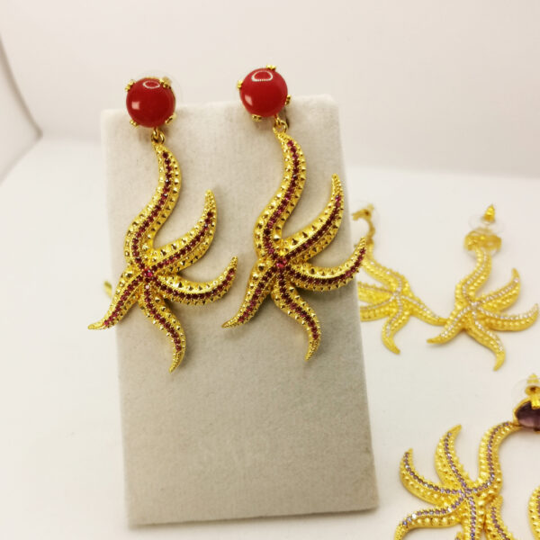 Orecchini stelle marine in ottone - immagine 4