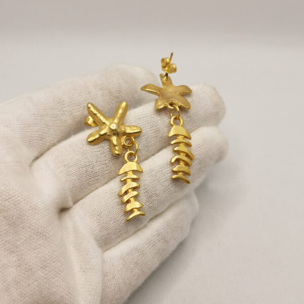 Vintage earrings - Star fish & fish bone - immagine 3